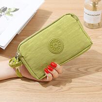 Multifunctional simple canvas large capacity multi-layer three layer clutch bag Womens Small Bag clutch bag clutch soft cloth mini coin wallet