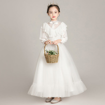 Girl dress long sleeve high-end Flower Girl Wedding little girl princess dress childrens piano performance host autumn and winter