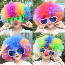 Color explosion head wig Kindergarten dress up wedding funny clown headgear childrens performance props hair set
