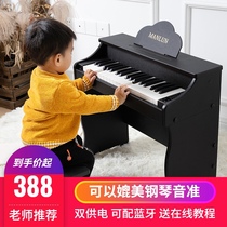 Manlun childrens small piano 37 keys wooden beginner enlightenment electronic keyboard Girl baby toy year-old gift microphone