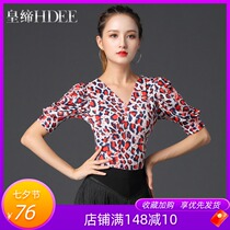  Huangdi Latin dance top new national standard dance performance clothing printed practice top dancing modern dancer