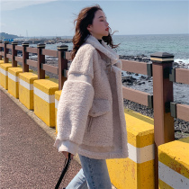 2021 New deerskin wool coat womens autumn and winter small man Korean version of loose thick splicing leather wool