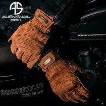 Alien snail riding gloves V7 new leather retro breathable and comfortable drop-resistant wear-resistant men and womens Knight motorcycle