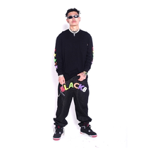 (BLACK8MOB)2019F W FIVE STARS hip hop casual loose versatile Black Denim Trousers