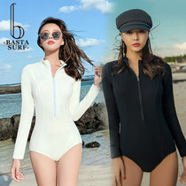 Swimsuit womens one-piece sexy gathering slim slim sunscreen long sleeve zipper Korean Net Red fashion swimsuit summer