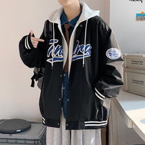 Fake two hooded baseball jerseys for men 2022 new spring coats for men oversize high street plus size jackets