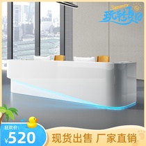 Company reception desk White paint simple curved educational institutions bar beauty salon cashier spot