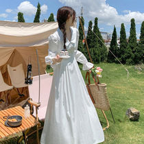 2021 Autumn New gentle style dress female students first love temperament waist long skirt thin super fairy long sleeve skirt