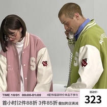 SOLP 21AW Strawberry Pink Tide Brand Couple Autumn Embroidery Baseball Clothes Loose Jacket National Tide Coat