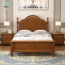 American solid wood bed sheet bed 1 2 meters 1 35 meters Household small apartment 1 5 meters white double high box storage bed