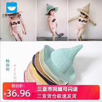 Sanya-Korean version of the new straw hat girl baby beach hat big hat brim sun hat witch pointed hat