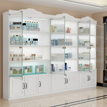 Cosmetics display storage cabinet with lock transparent double open glass door hand-held display frame with light partition multi-layer beauty cabinet