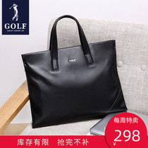 GOLF business mens leather Hand bag cowhide horizontal briefcase computer bag casual mens bag