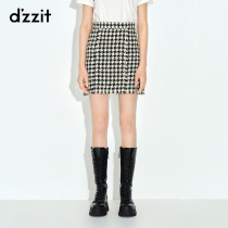 dzzit autumn and winter counter new vintage thousand bird grid tweed skirt womens 3C4S2213A