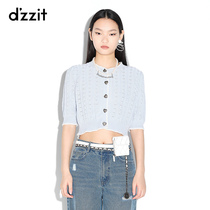 dzzit ground vegan 2021 autumn special cabinet new middle sleeve round collar casual minimalist knit cardigan 3D3E5281R