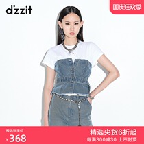 dzzit 2021 summer counter new blue casual denim tube top female 3D2RA021S