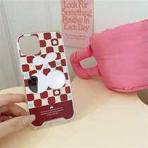 Mirror cherry lattice Apple 13promax mobile phone shell new personality creative apply iPhone12 anti-fall 11