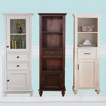 American bathroom side cabinet Nordic oak solid wood cabinet bathroom side cabinet living room floor high cabinet custom