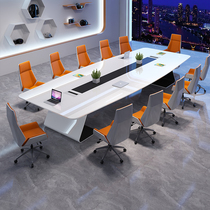 Conference table long table white paint office furniture simple modern large conference room table and chair combination long table