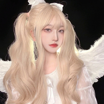  Lolita wig female long hair summer natural full headgear fluffy face repair large waves platinum cos long curly hair