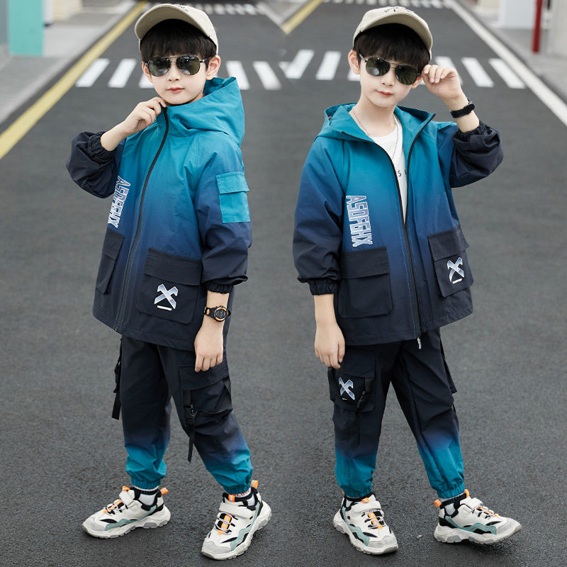 Childrens spring dress set 2021 new spring middle school boy handsome spring and autumn clothes tide