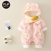 Baby clothes for men and women baby autumn and winter suits cotton-padded clothes warm conjoined down down cotton-padded clothes
