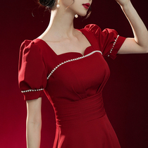 Toast dress The bride can usually wear an engagement return dress Summer small evening dress Female wine red French dress