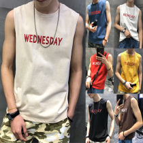 Vest mens fashion brand personality trend basketball clothes Sports waistband Fitness running sleeveless t-shirt mens summer outside wear