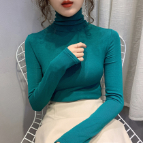 Stacking collar base shirt Women in autumn and winter with European goods 2022 foreign air tight grinding wool cotton high neck t-shirt shirt