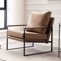 Modern single sofa imported leather Nordic American style sofa small apartment light luxury designer creative sofa chair