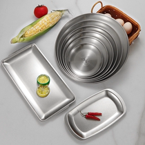 304 Korean stainless steel plate thickened flat plate Bone plate brushed barbecue plate Flat plate shallow plate Dessert plate
