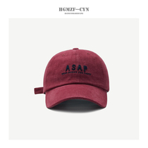ins hat female spring and summer letter embroidery baseball sunshade tide Korean version couple bent brimmed hat washed cotton cap cap