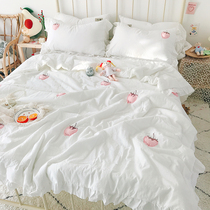 ins wind soft and skin-friendly baby grade full cotton pure cotton summer quilt cover by three or four pieces double air conditioning quilt cover by summer cool quilt