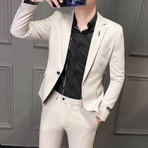 Suit mens suit slim Korean version of Ruffian handsome tide flow casual business dress wedding British style handsome suit jacket