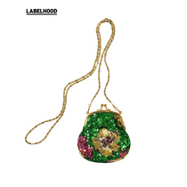 LE FAME X Yuhan Wang White emerald green beads purse shoulder bag