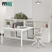 Finance room desk White simple modern 4-Station double four-person clerk teacher t-type staff table and chair combination