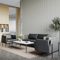 Office sofa tea table combination suit minimalist modern reception room Business Guests in talks about Nordic trio place genuine leather