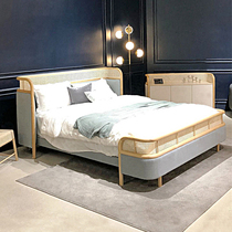 Nordic designer fashion simple Indonesian rattan bed creative natural real Vine homestay furniture Inn double bed