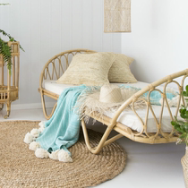 Natural real Vine childrens bed hotel single childrens bed ins Nordic Japanese rattan bed cane chair sofa sofa bed
