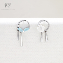 Flower bud earrings female summer simple sterling silver S925 niche design sense 2021 New Tide earrings flower earrings