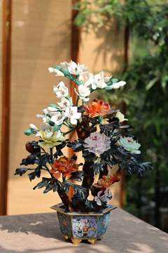 景泰蓝玉石牡丹花盆景摆件-景泰蓝玉石牡丹花盆景摆件促销价格、景泰蓝