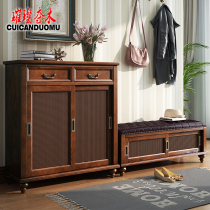 American solid wood entrance shoe cabinet Door shoe cabinet foyer cabinet European entry shoe cabinet entrance cabinet Entry shoe cabinet Shoe cabinet