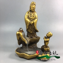 Antique Miscellaneous pure copper bronze boy boy worship Guanyin physical shooting