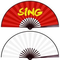 Send bright moon fan sing girl group with red and white double-sided folding fan can be converted to Chinese style antique dance fan customization