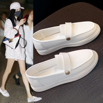 Small white nurse shoes women 2021 Winter breathable new Joker lazy one pedal flat Bean shoes spring and autumn shoes