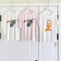Light soft and waxy modale cotton single pajama jacket female Japanese cute summer ladies short sleeve home wear T-shirt
