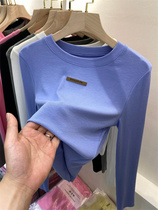 European products high waist short thread long sleeve T-shirt women 2021 autumn new sexy interior base shirt top ins tide