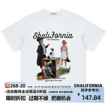 Shallifornia talking puppy short sleeve couple loose national tide collar printing new summer T-shirt