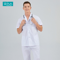 Mens white coat Doctors overalls Short-sleeved split suit Doctors suit Two-piece summer thin section Doctor nurse