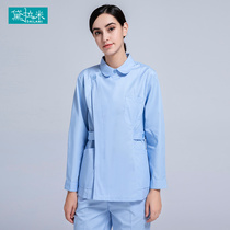 Nurse suit split set two-piece long sleeve female blue short nurse overalls beauty salon moon Center